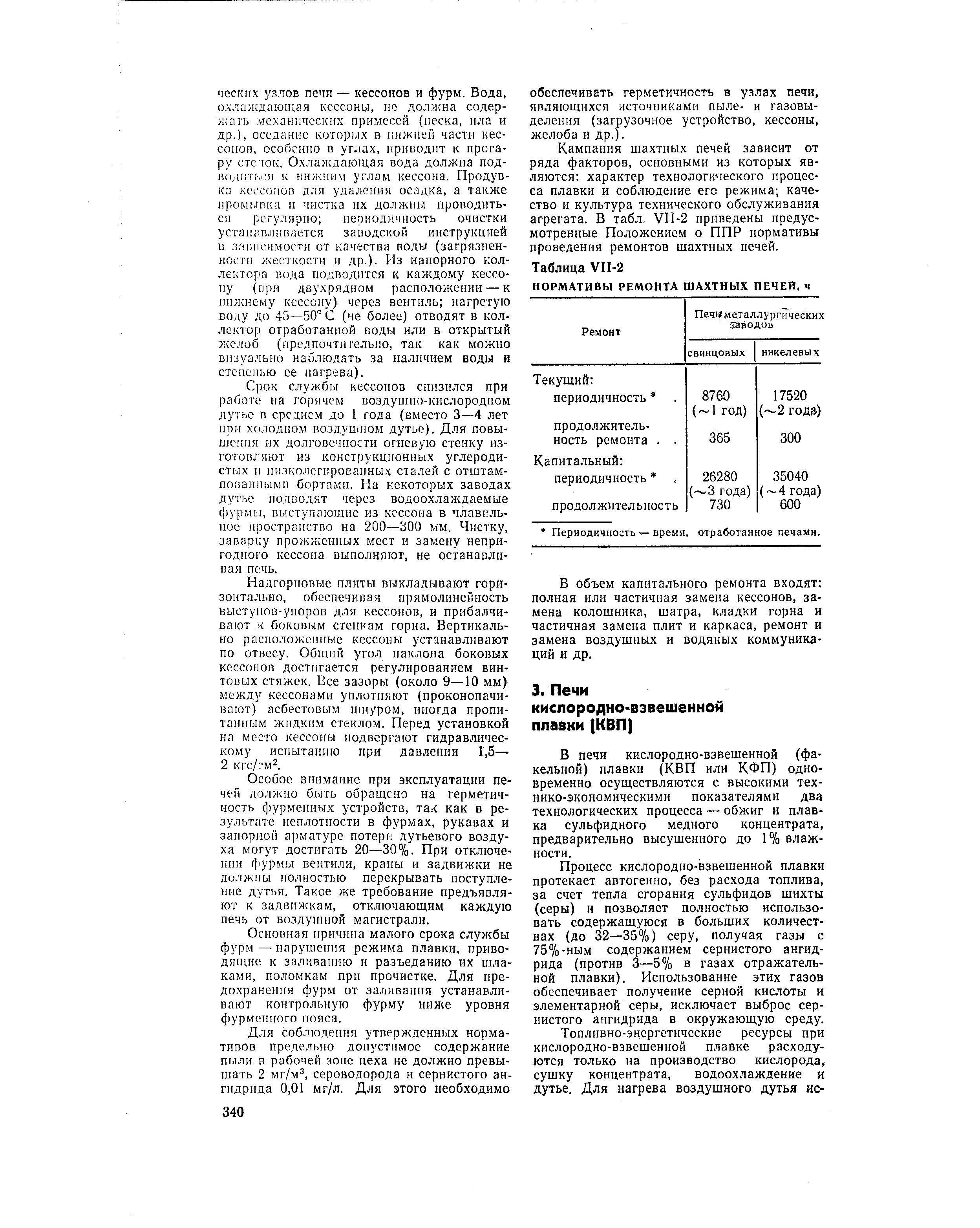 Б печи кислородно-взвешенной (факельной) плавки (КВП или КФП) одновременно осуществляются с высокими технико-экономическими показателями два технологических процесса — обжиг и плавка сульфидного медного концентрата, предварительно высушенного до 1% влажности.
