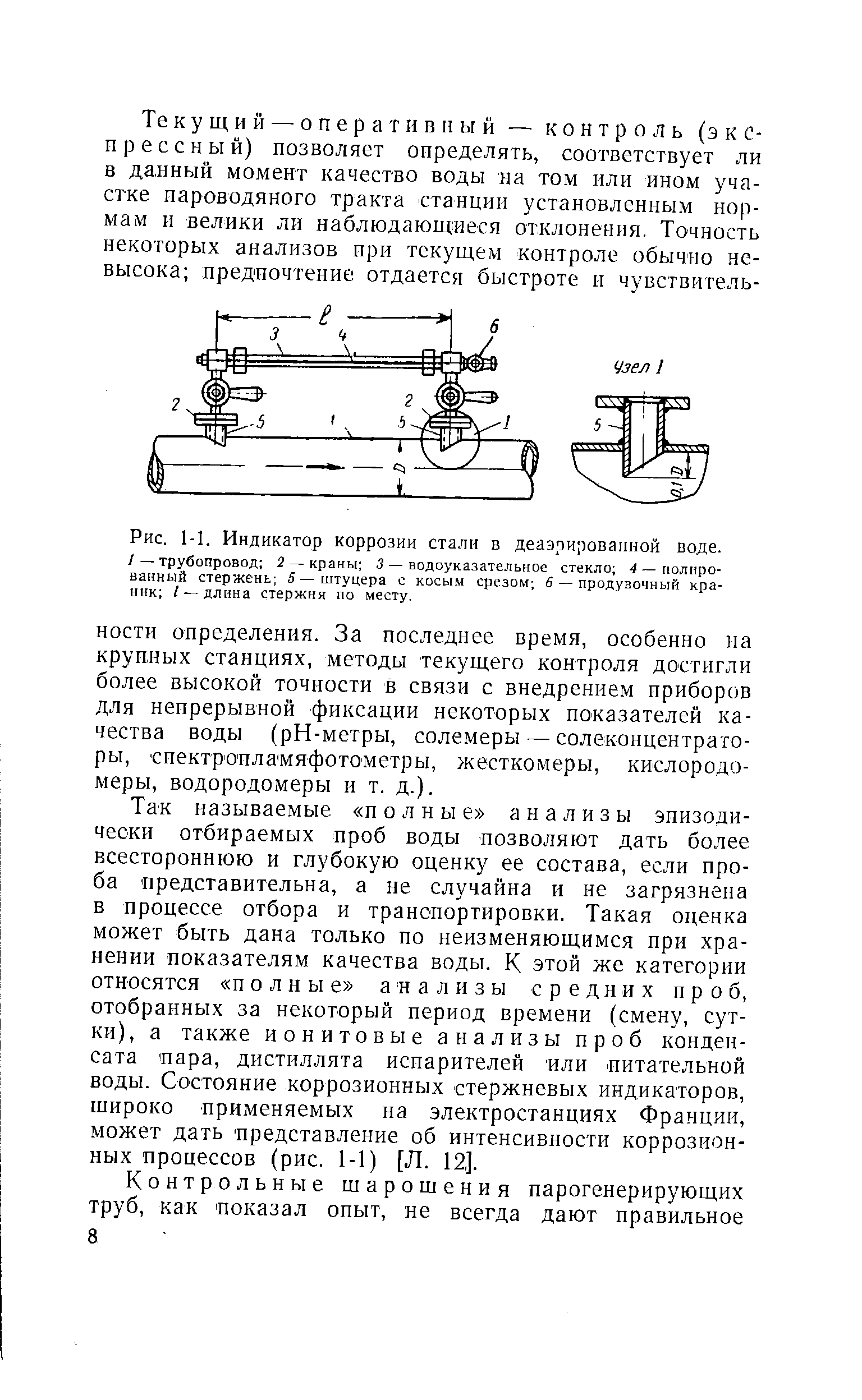 Рис. 1-1. Индикатор коррозии стали в деаэрированной поде.
