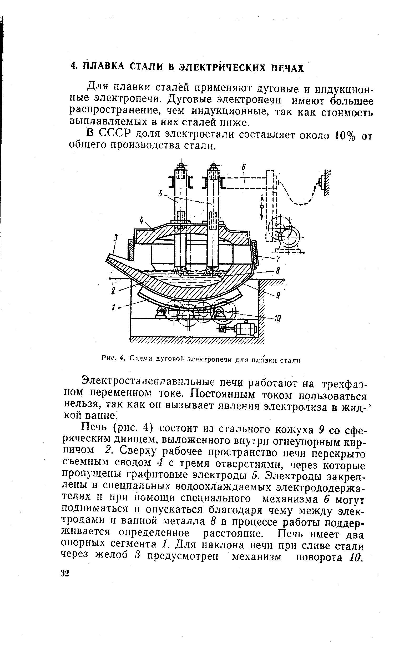 Для плавки сталей применяют дуговые и индукционные электропечи. Дуговые электропечи имеют большее распространение, чем индукционные, так как стоимость выплавляемых в них сталей ниже.
