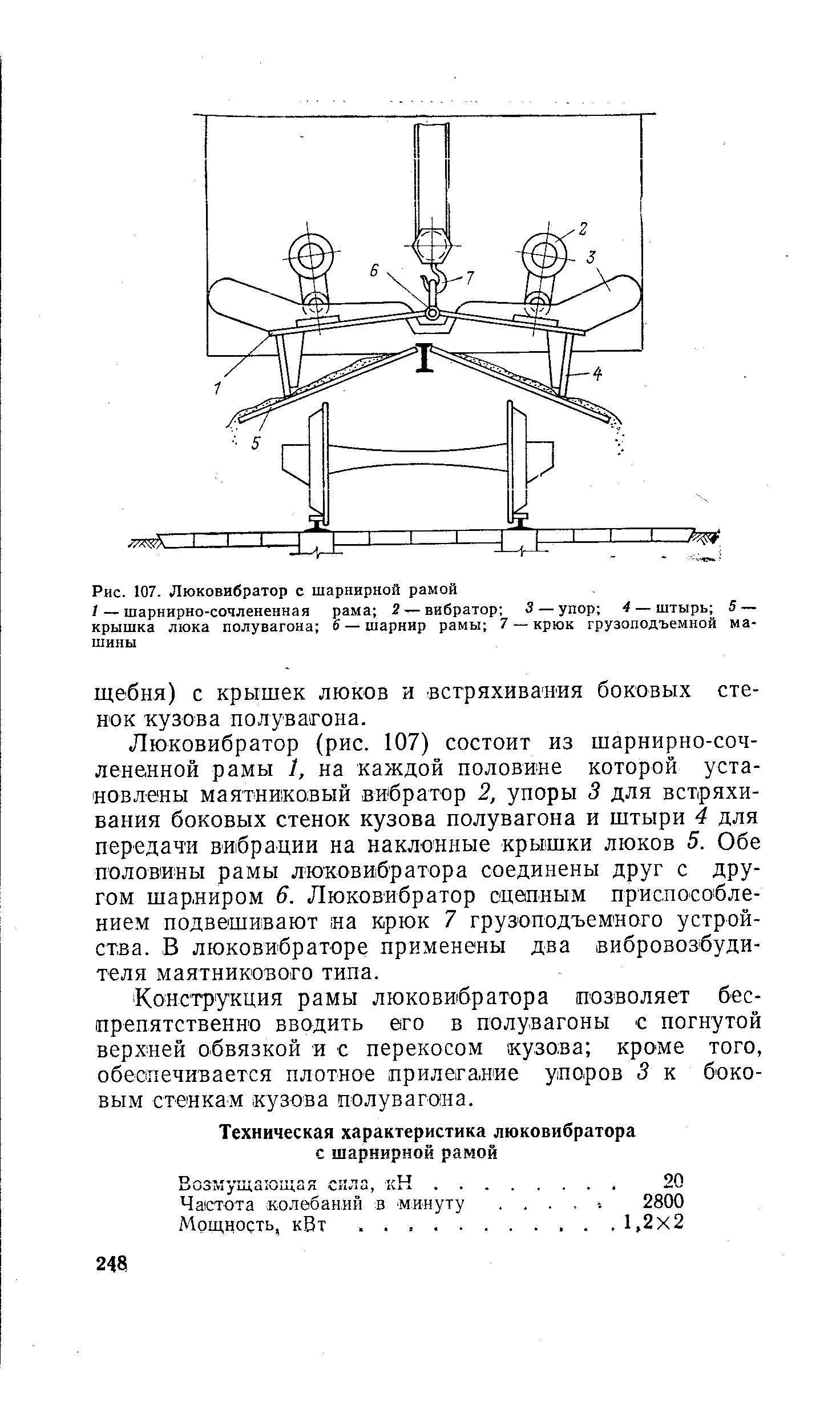 Рис. 107. Люковибратор с шарнирной рамой
