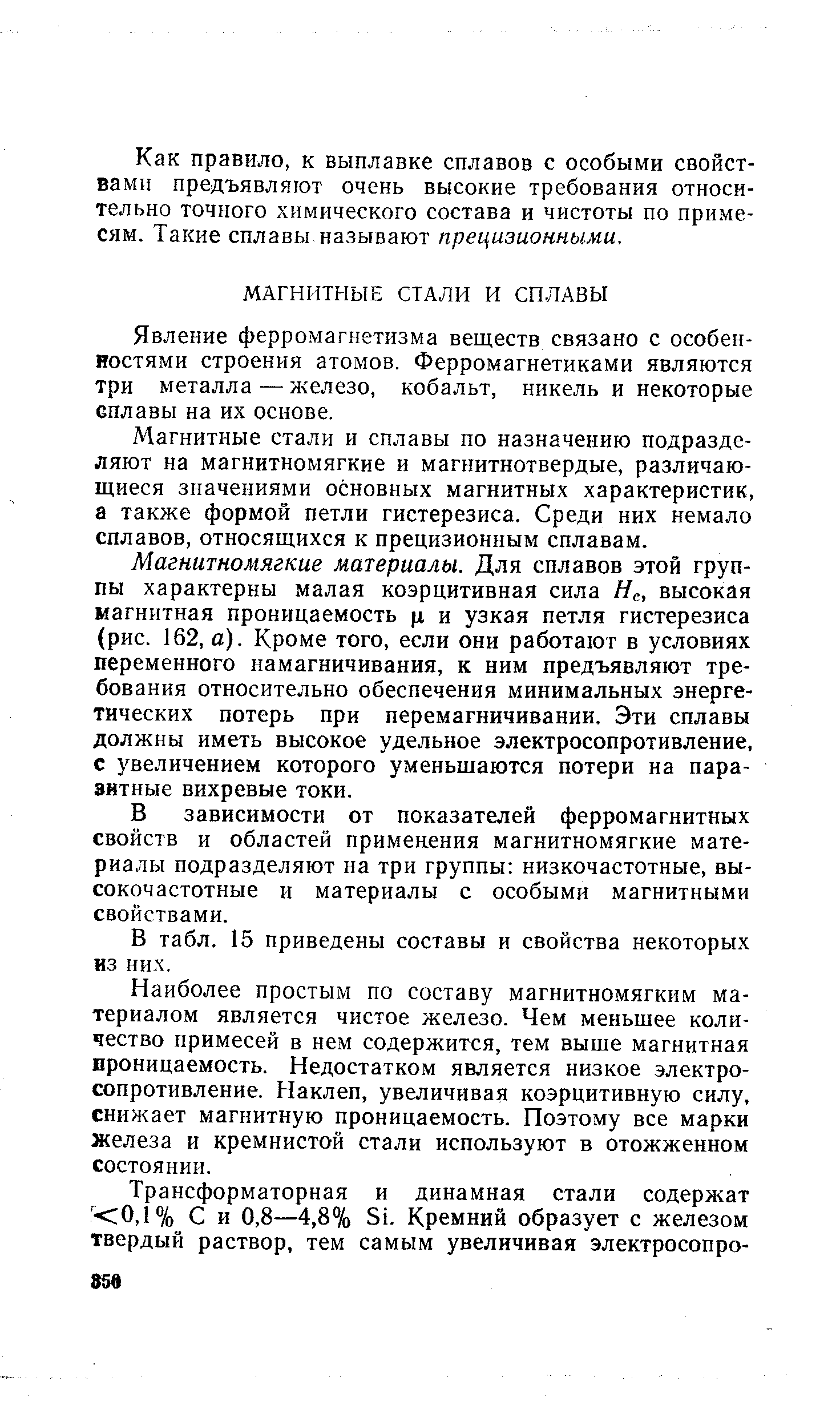 Явление ферромагнетизма веществ связано с особенностями строения атомов. Ферромагнетиками являются три металла — железо, кобальт, никель и некоторые сплавы на их основе.
