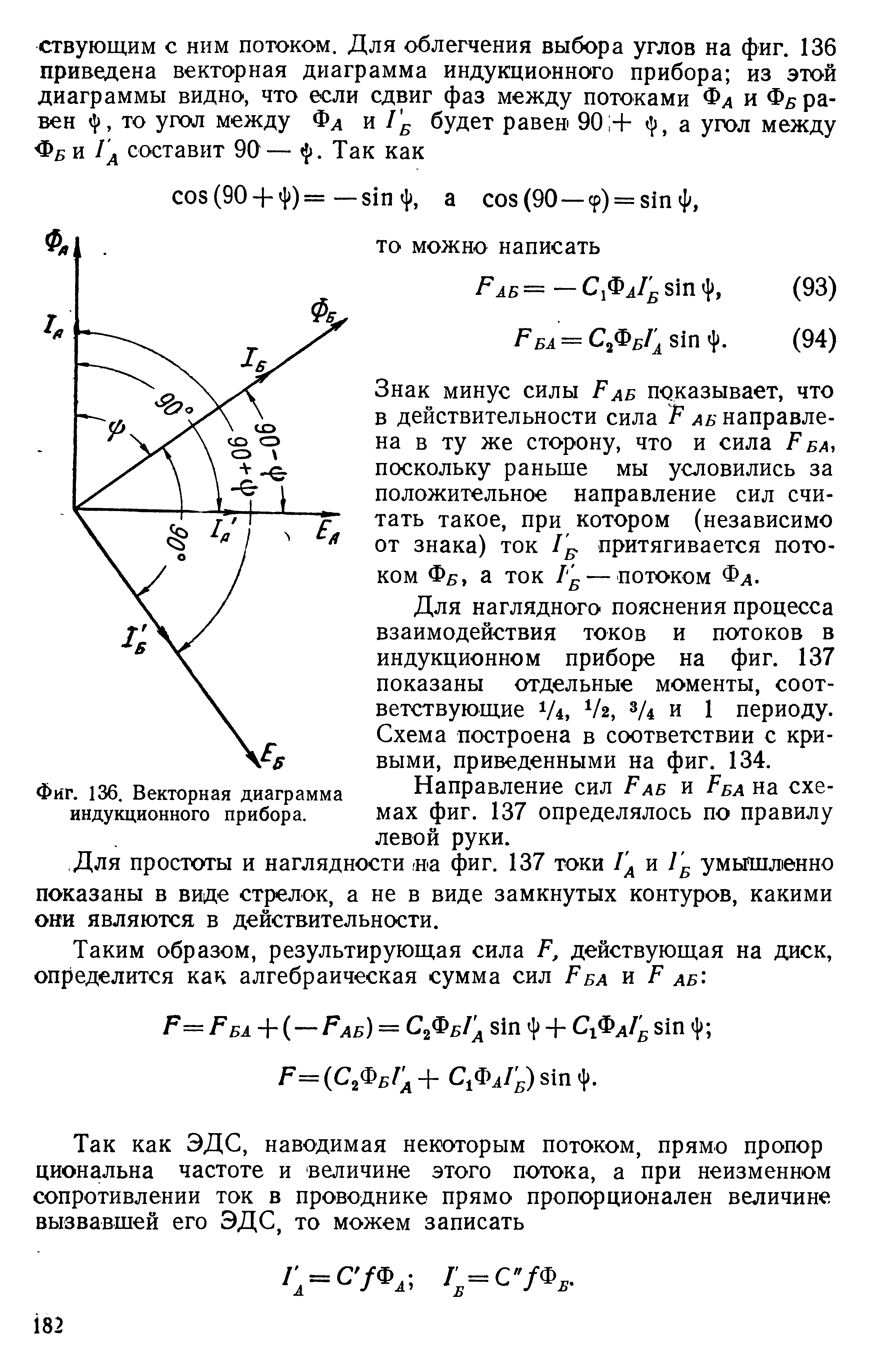 Фиг. 136. <a href="/info/19381">Векторная диаграмма</a> индукционного прибора.
