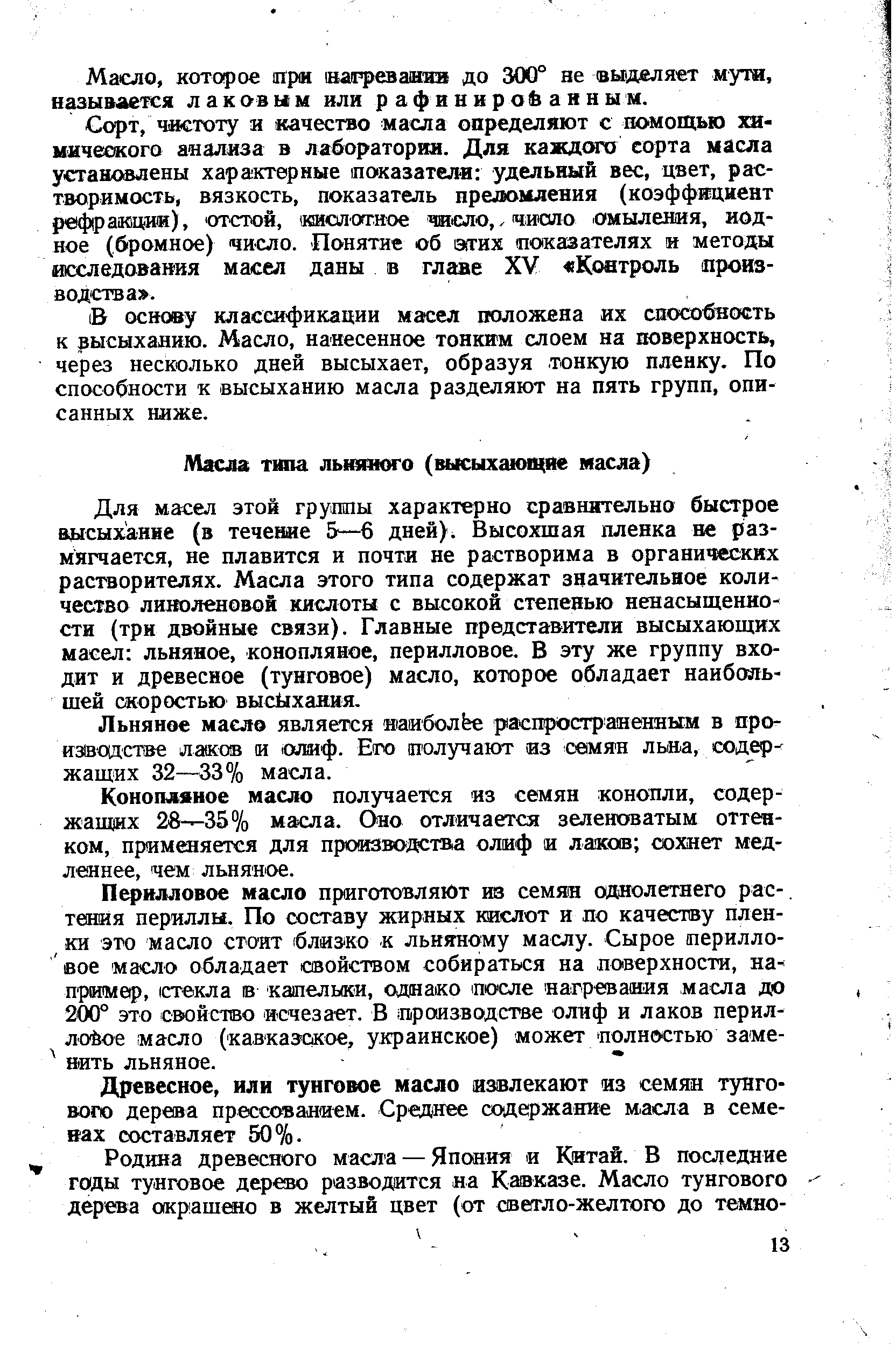 Конопляное масло получается из семян конопли, содержащих 28—35% масла. Оно отличается зеленоватым оттенком, приметяется для производства олиф и лажав сохнет медленнее, чем льняное.
