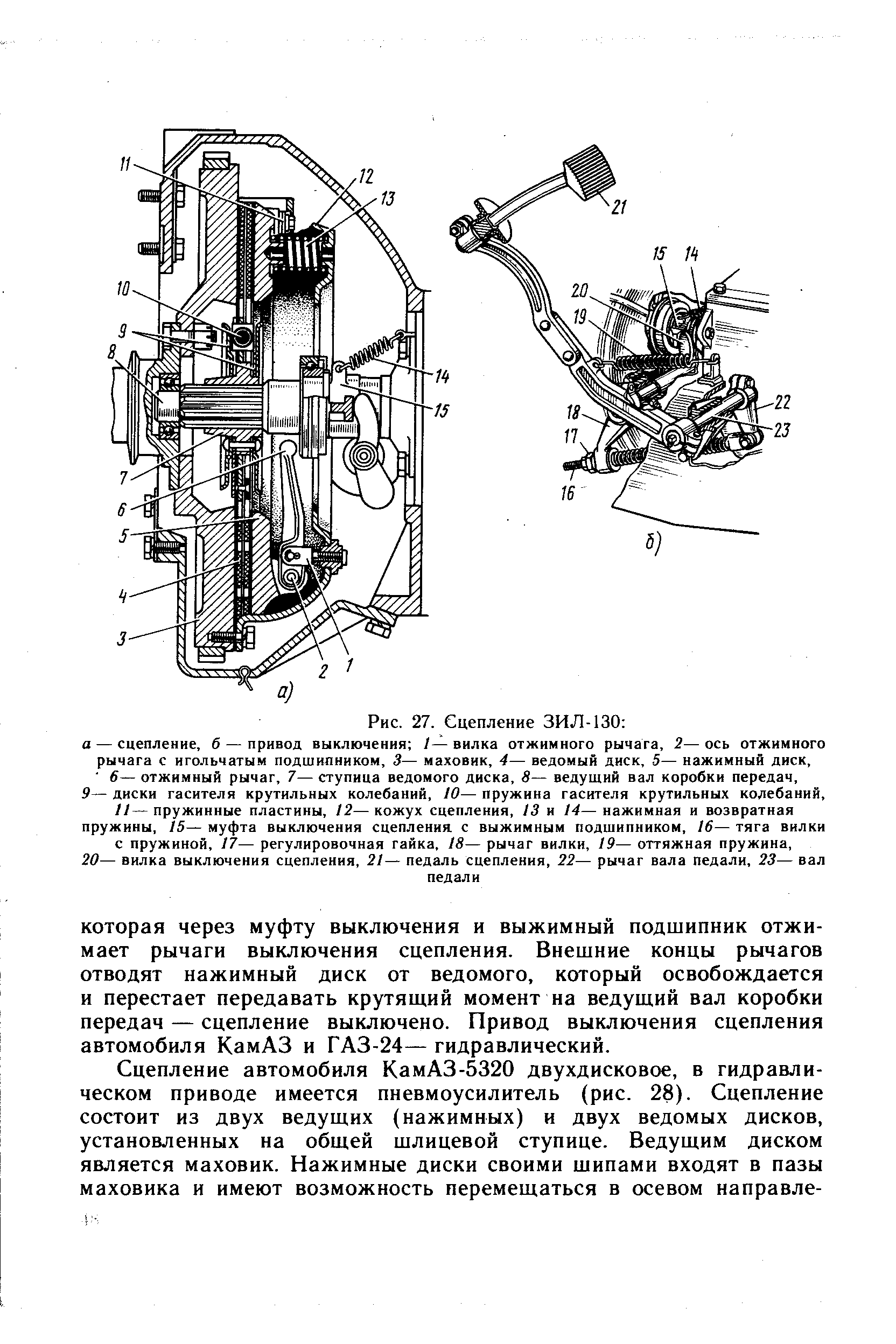 Сцепление зил 130 схема