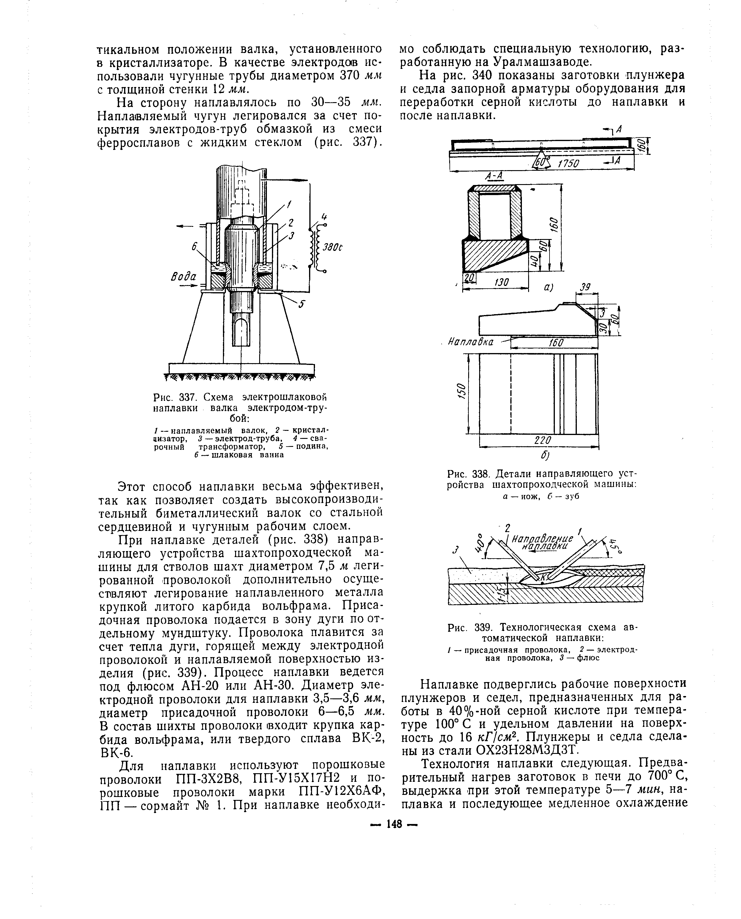 Рис. 337. Схема электрошлаковой наплавки валка электродом-трубой 
