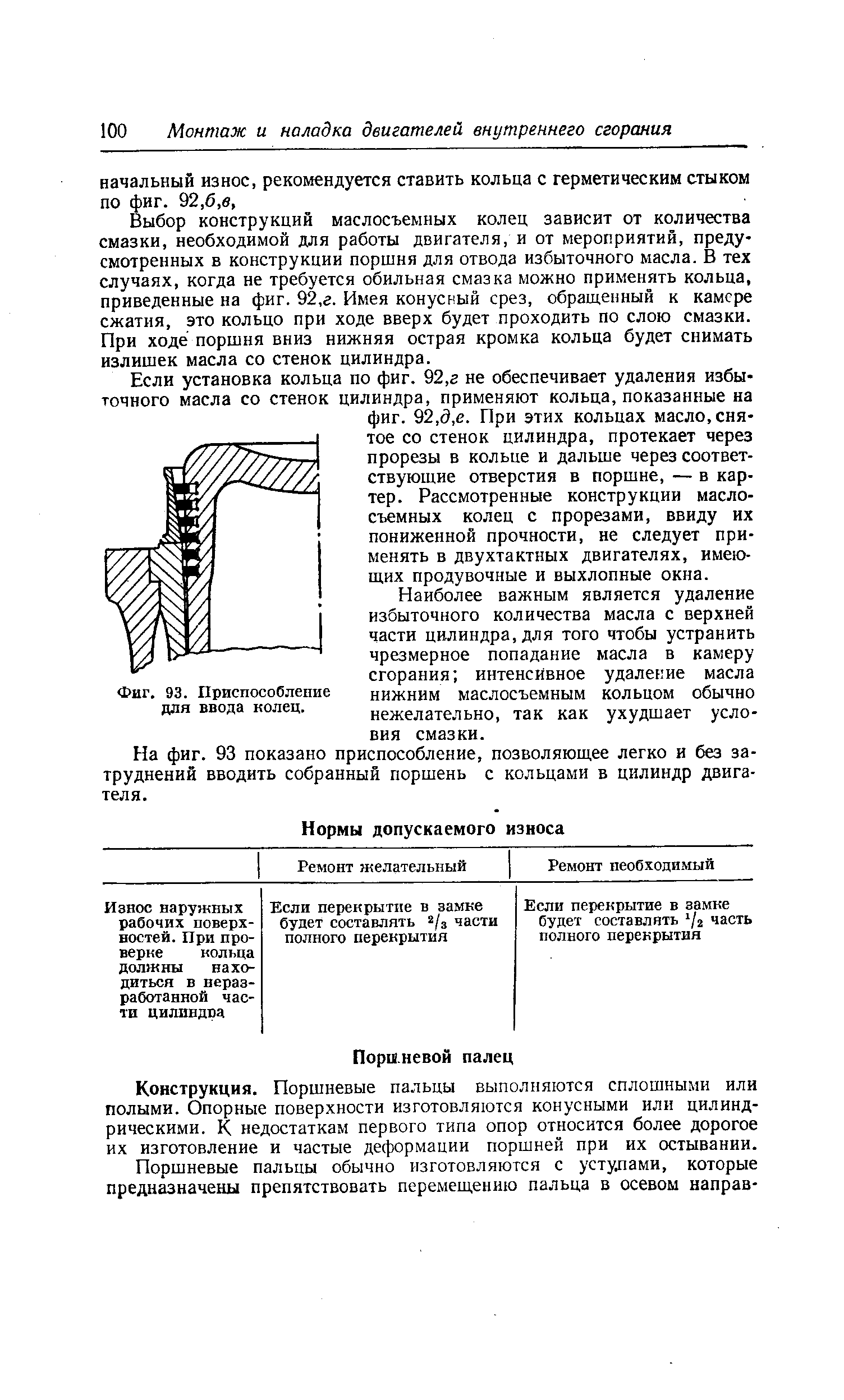 Фиг. 93. Приспособление для ввода колец.
