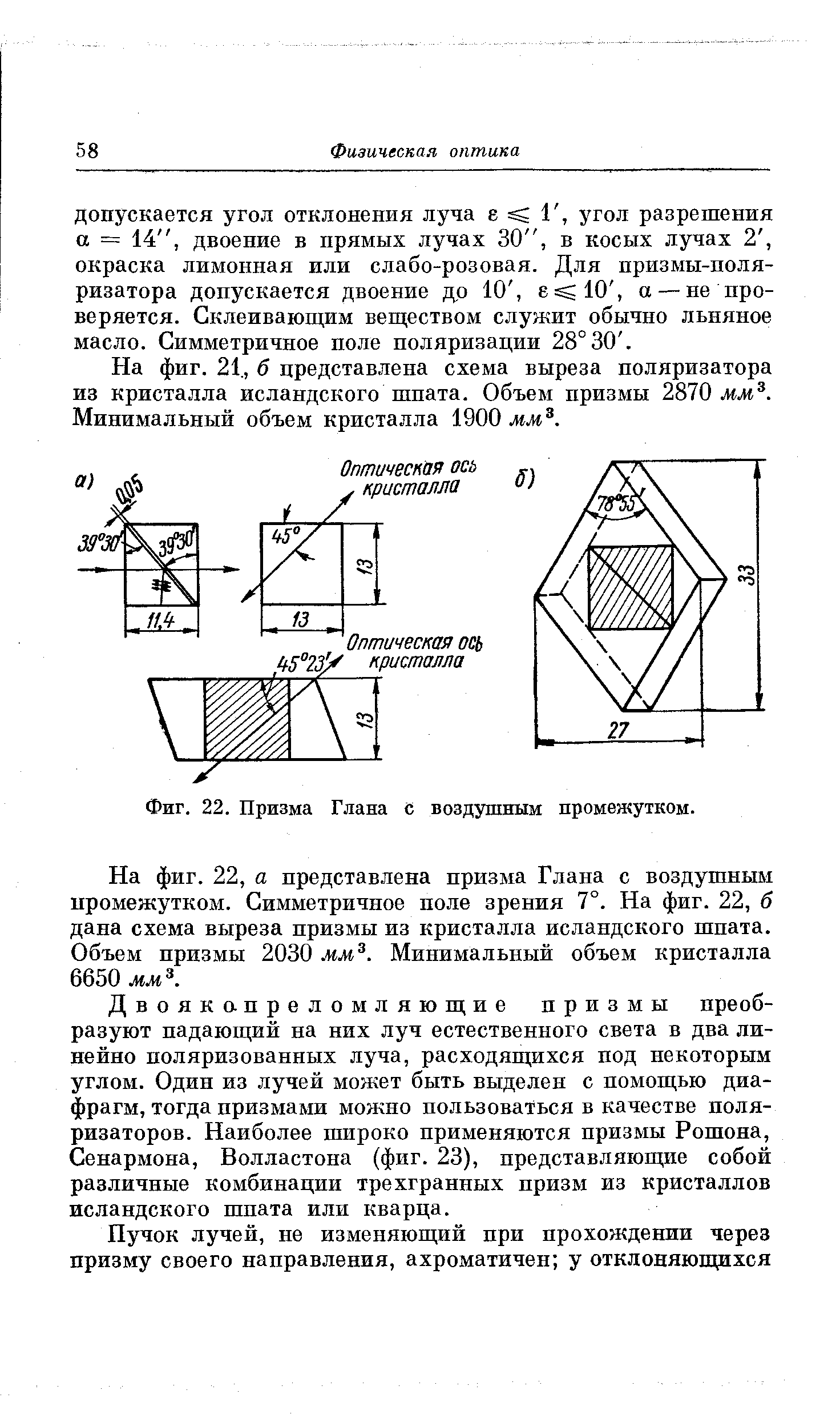 Фиг. 22. Призма Глана с воздушным промежутком.
