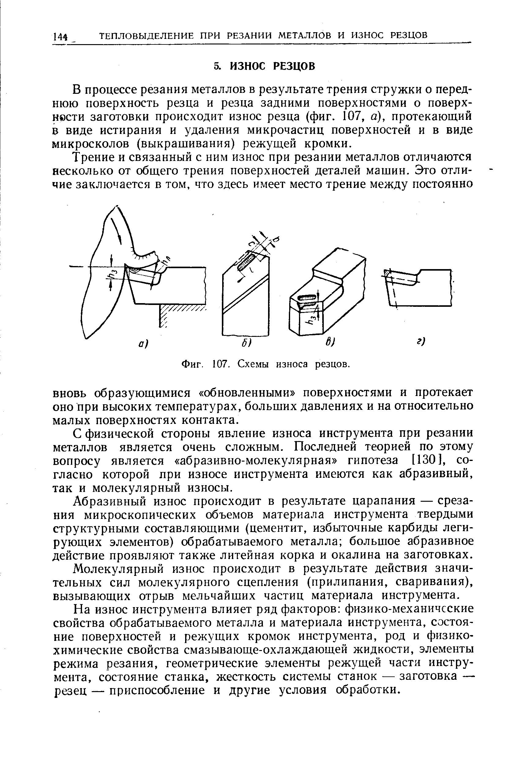 Схема износа резца