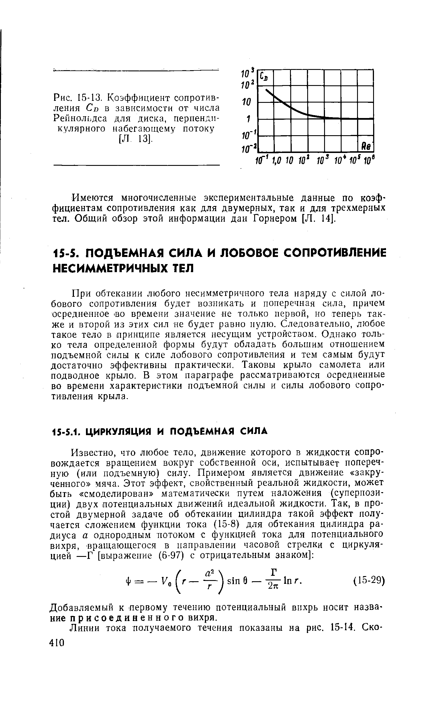 При обтекании любого несимметричного тела наряду с силой лобового сопротивления будет возникать и поперечная сила, причем осредненное во времени значение не только первой, но теперь также и второй из этих сил не будет равно нулю. Следовательно, любое такое тело в принципе является несущим устройством. Однако только тела определенной формы будут обладать большим отношением подъемной силы к силе лобового сопротивления и тем самым будут достаточно эффективны практически. Таковы крыло самолета или подводное крыло. В этом параграфе рассматриваются осредненные во времени характеристики подъемной силы и силы лобового сопротивления крыла.
