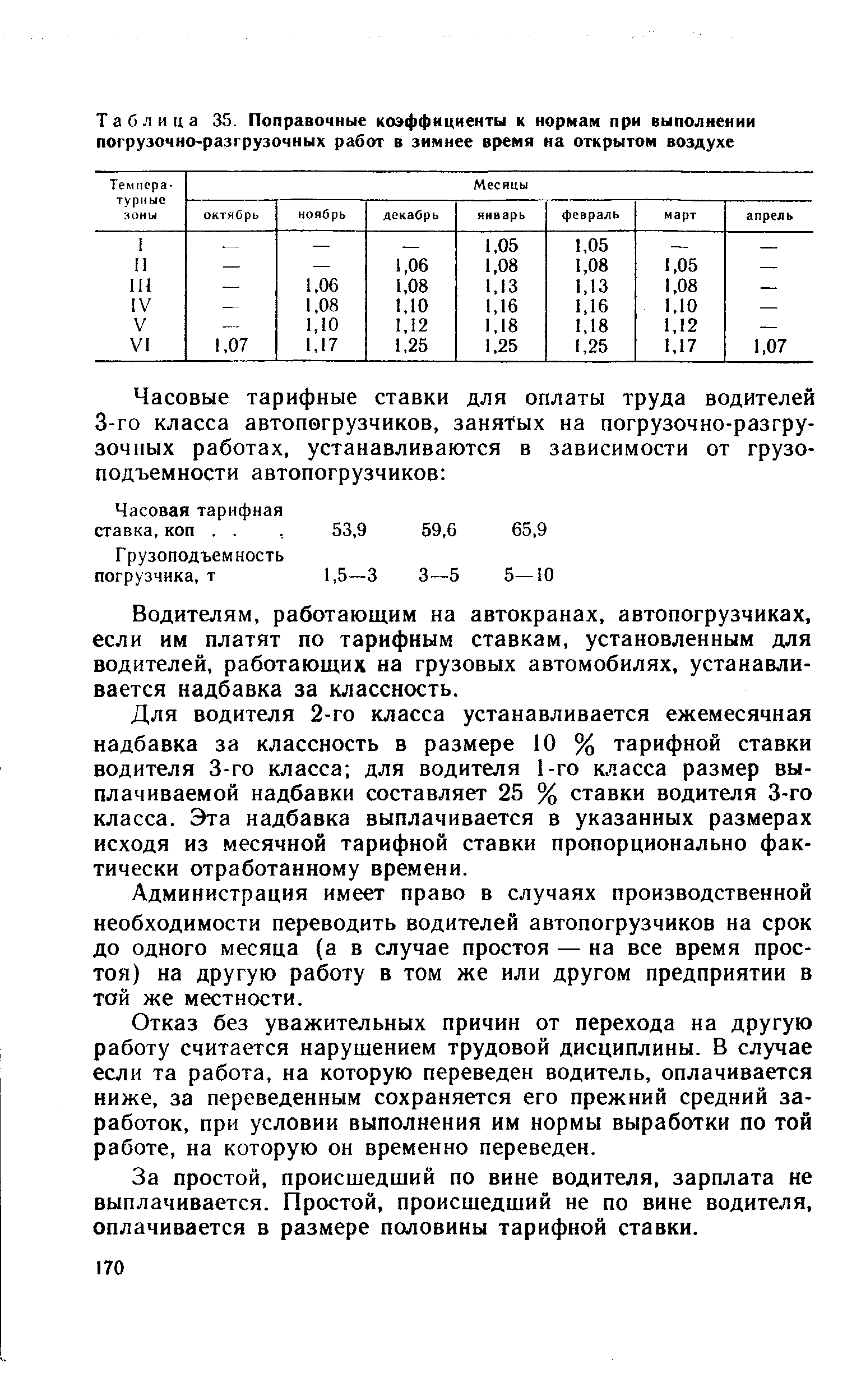 Таблица 35. Поправочные коэффициенты к нормам при выполнении <a href="/info/294172">погрузочно-разгрузочных работ</a> в зимнее время на открытом воздухе
