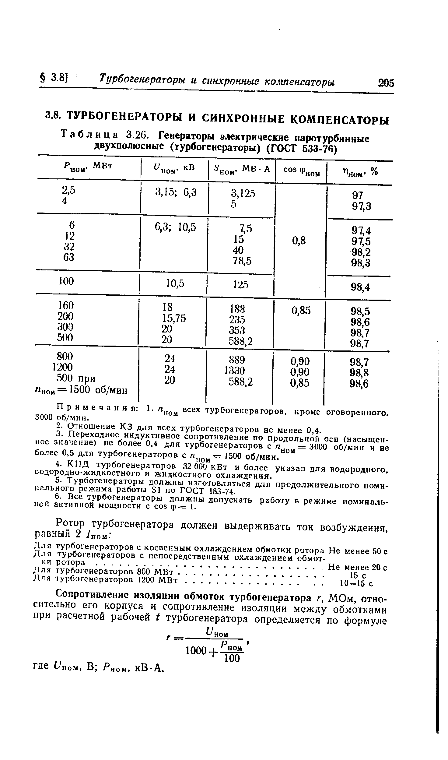 Примечания 1. всех турбогенераторов, кроме оговоренного.
