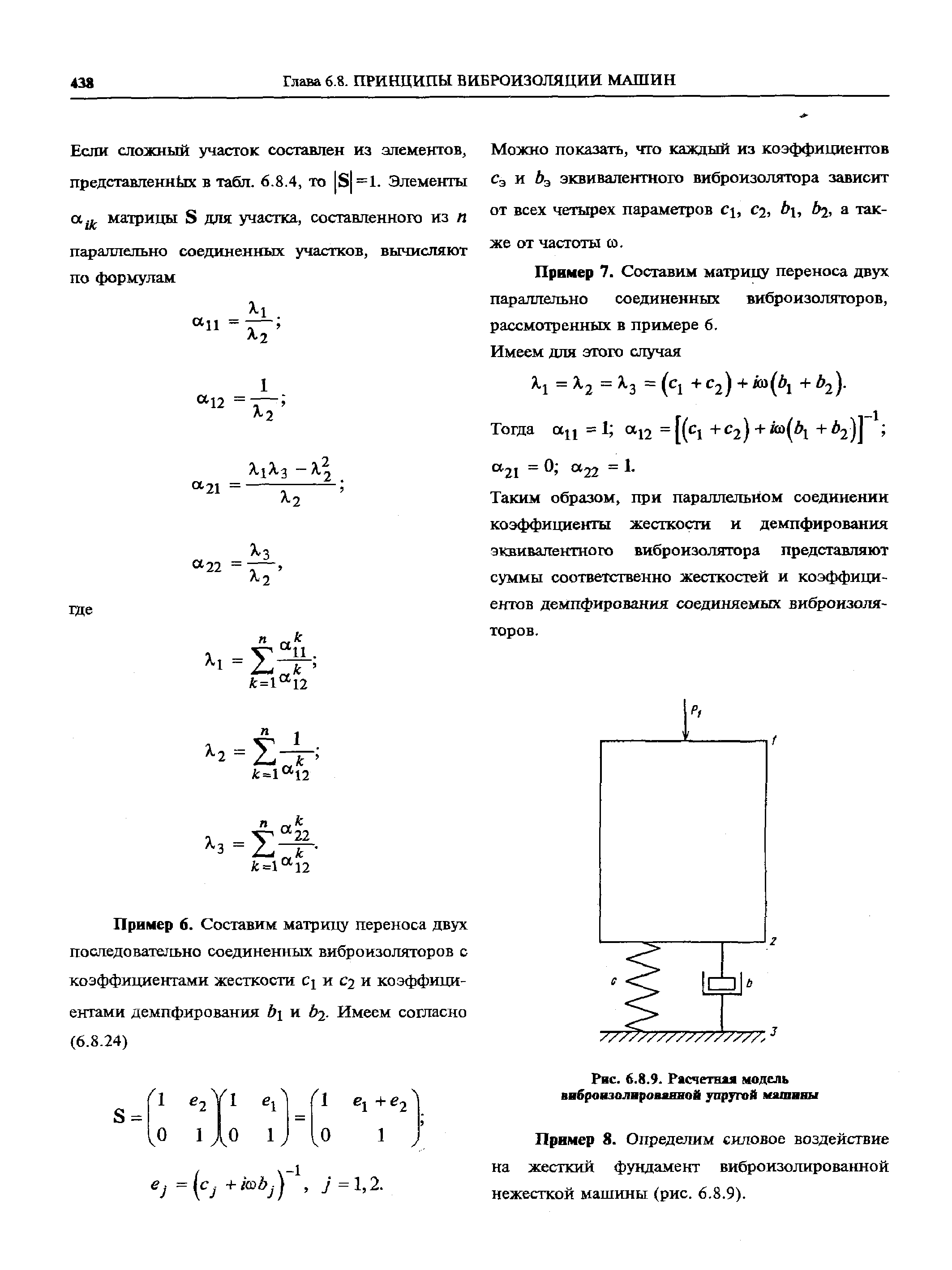 Можно показать, что каждый из коэффициентов Сэ и э эквивалентного виброизолятора зависит от всех четырех параметров с , С2, Ь, 2 также от частоты со.
