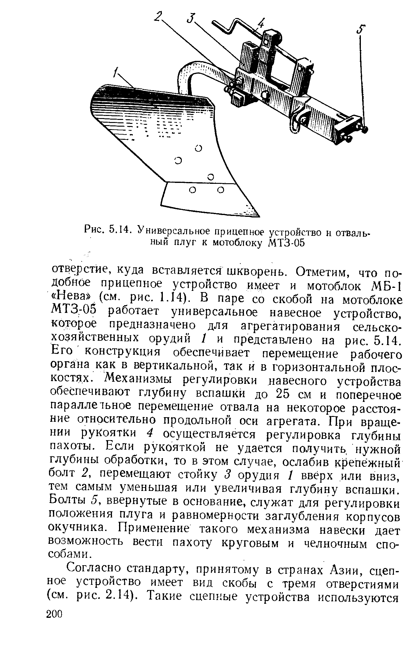 Рис. 5.14. Универсальное прицепное устройство и отвальный плуг к мотоблоку МТЗ-05
