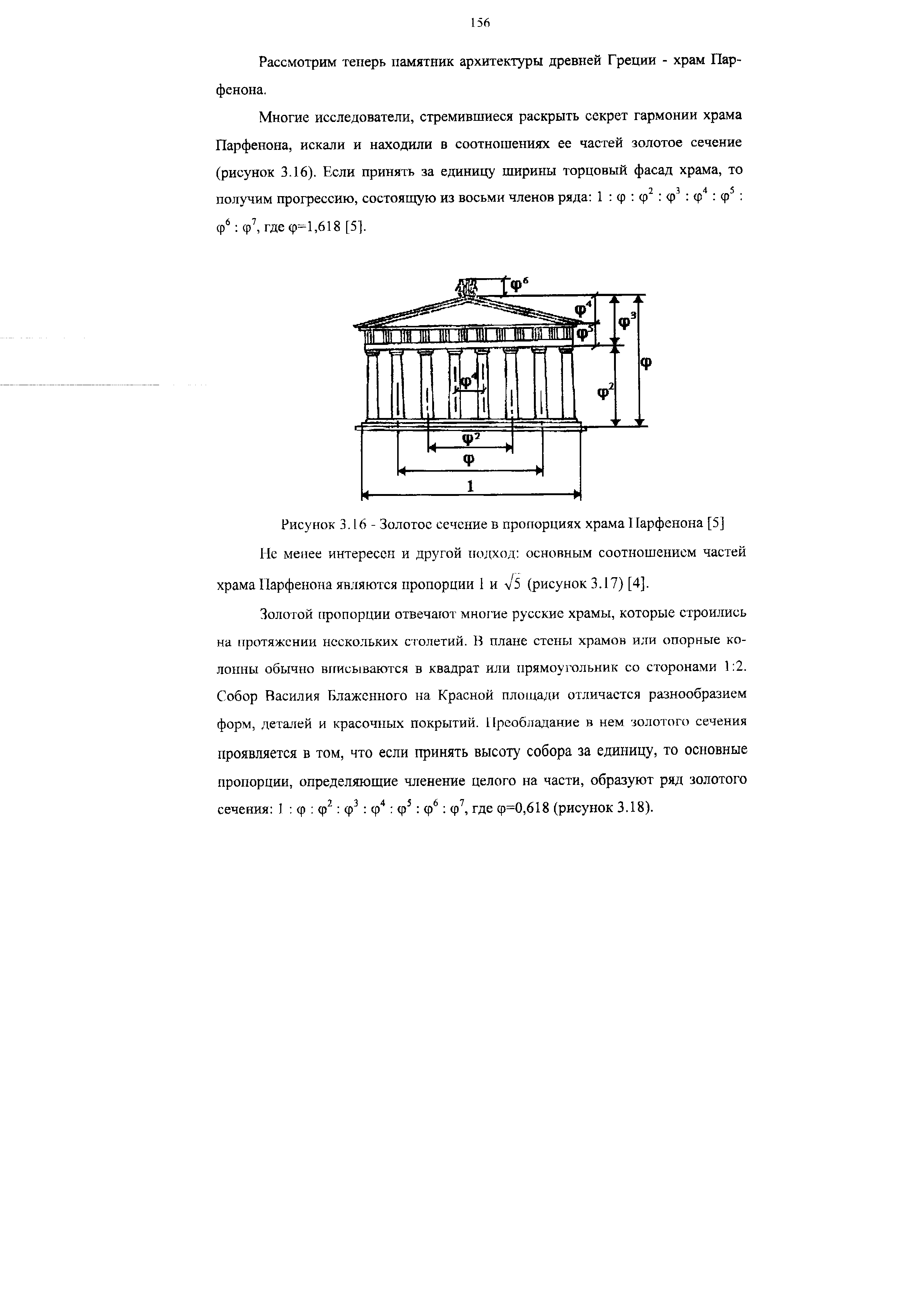 Рисунок 3.16- Золотое сечение в пропорциях храма Парфенона [5]
