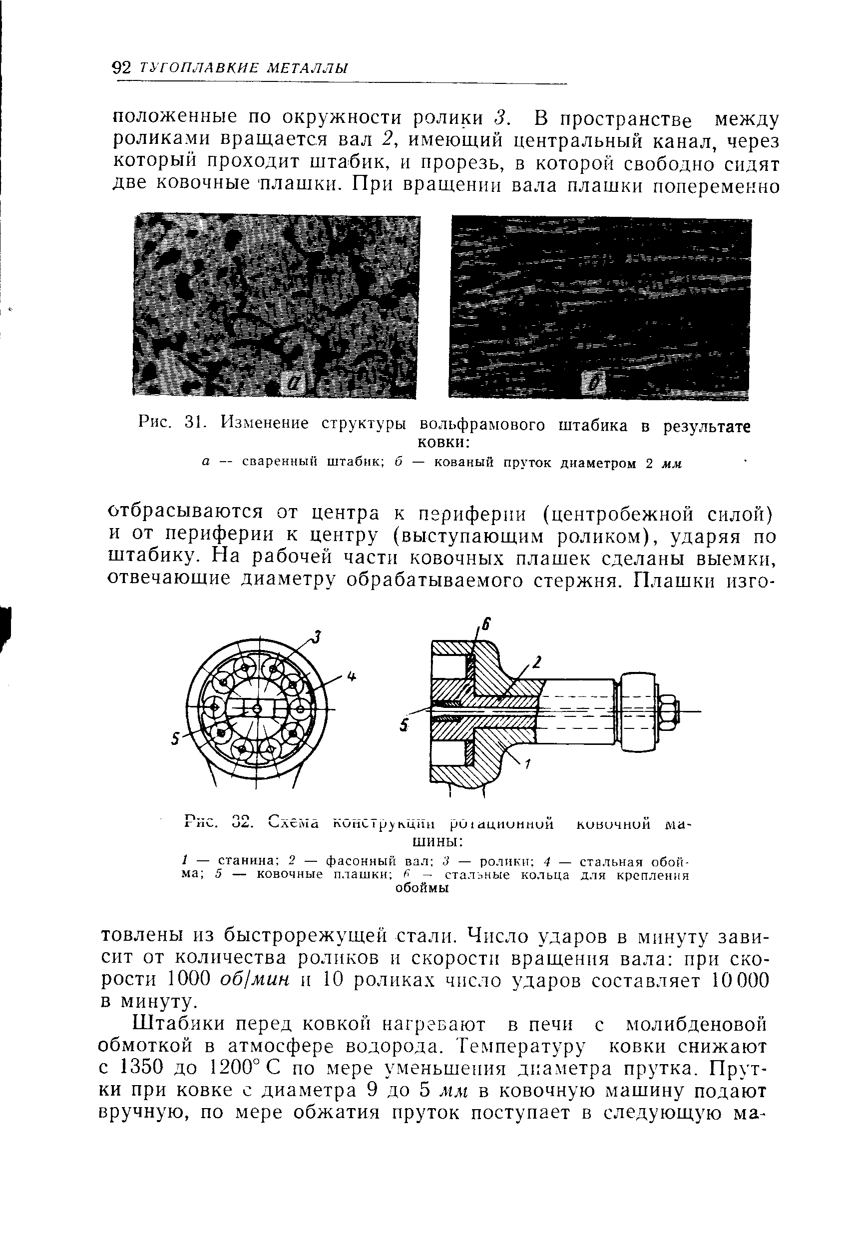 Рис. 31. <a href="/info/140482">Изменение структуры</a> вольфрамового штабика в результате
