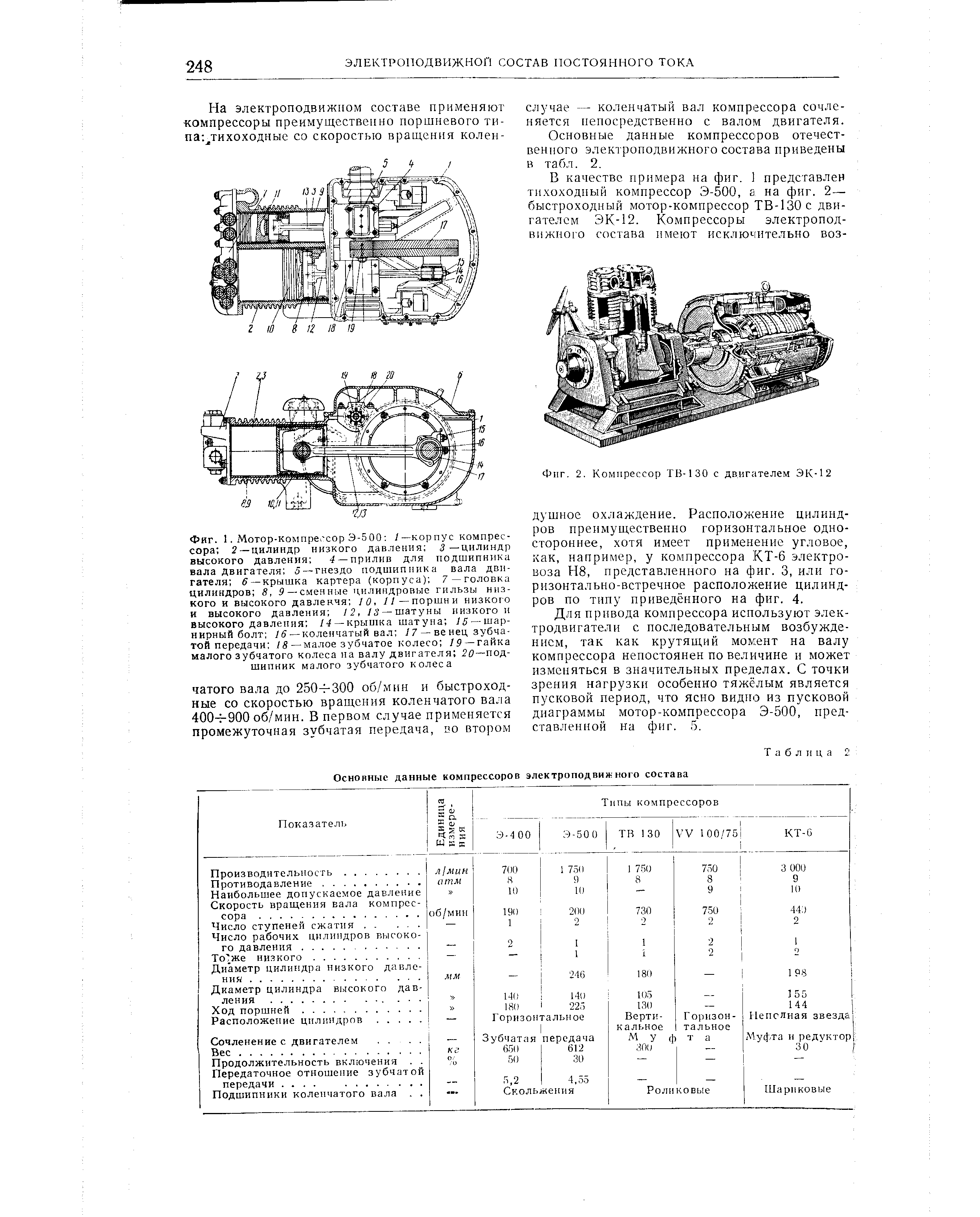 Фиг. 1. Мотор-компре сор Э-5 00 У-—кор пу с компрессора 2 <a href="/info/515821">цилиндр низкого давления</a> —<a href="/info/104533">цилиндр высокого давления</a> 4 —прилив для подшипника вала двигателя 5 —гнездо подшипника вала двигателя — <a href="/info/729342">крышка картера</a> (корпуса) 7 —<a href="/info/208400">головка цилиндров</a> 8, Р —сменные цилиндровые гильзы низкого и <a href="/info/251457">высокого давлен</a>-чя 10, У/—поршни низкого и <a href="/info/251457">высокого давления</a> 2, / — шатуны низкого и <a href="/info/251457">высокого давления</a> / — крышка шатуна /5 —шарнирный болт /5 —коленчатый вал /7 — еенец зуб ча-той передачи 18—малое <a href="/info/999">зубчатое колесо</a> /9 —гайка малого <a href="/info/999">зубчатого колеса</a> на валу двигателя подшипник малого зубчатого колеса
