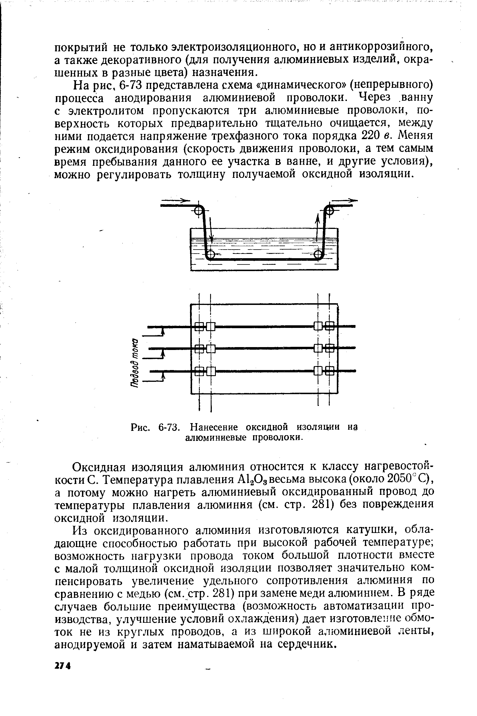 Рис. 6-73. Нанесение оксидной изоляции на алюминиевые проволоки.
