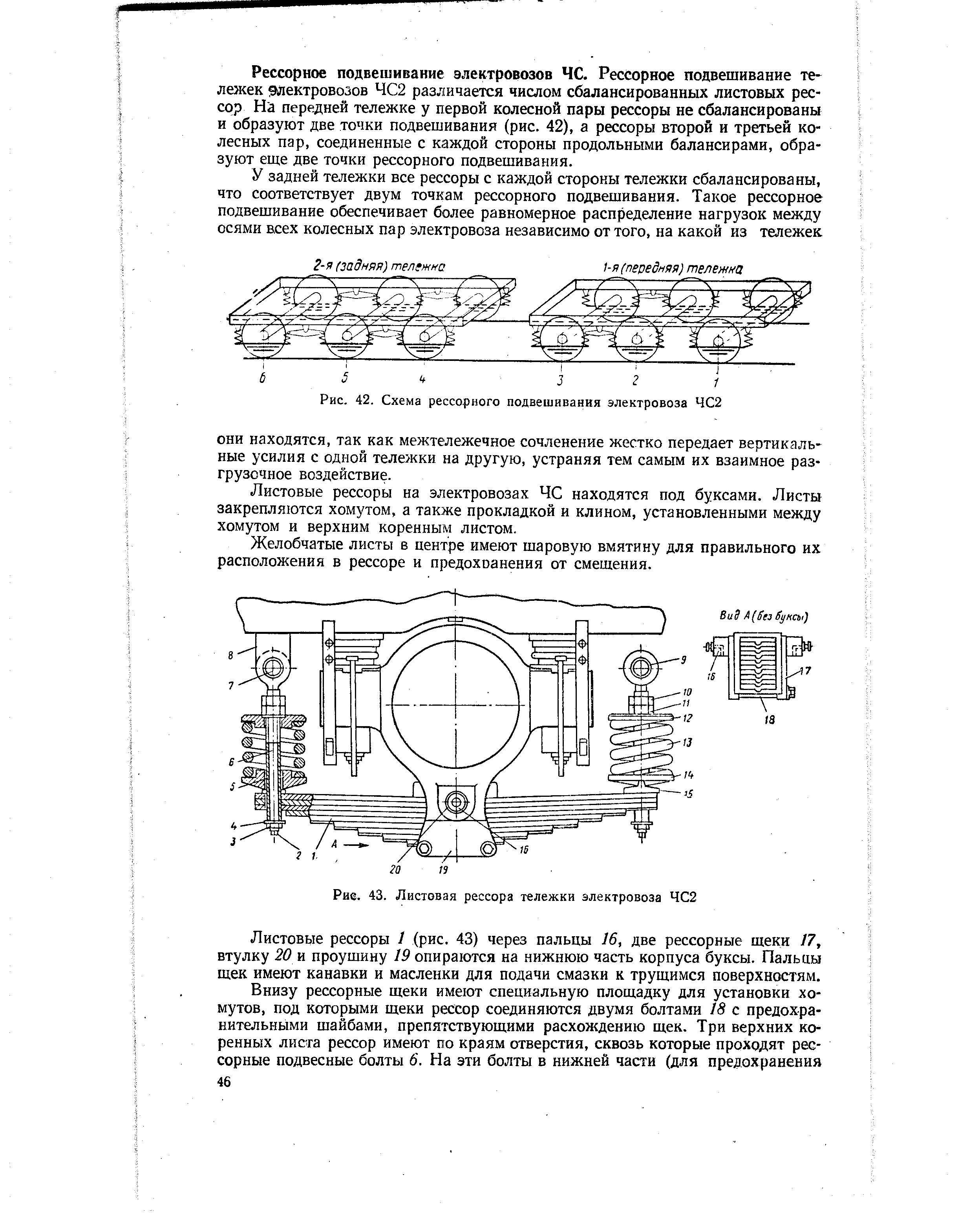 Рис. 42. Схема рессорного подвешивания электровоза ЧС2
